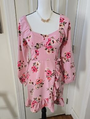 LILY ROSE BRAND JUNIOR SIZE PINK FLORAL DRESS SIZE SMALL